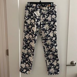 Tory Burch Alexa Cropped Skinny floral jeans size 26